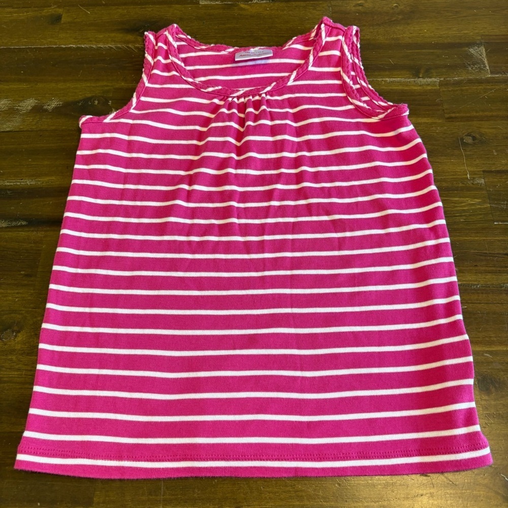 Hanna Andersson Striped Girls Tank Top Pink Size 8 Prima Cotton